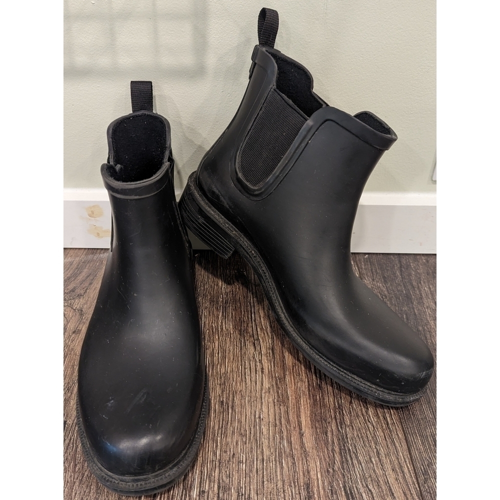 Madewell Chelsea Rubber Rain Boots in Black Size 9